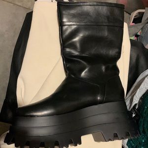 Black platform boots